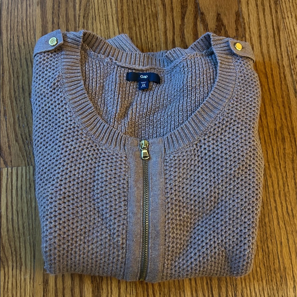 GAP Pink Zip Up Cardigan Sweater with Textured Knit